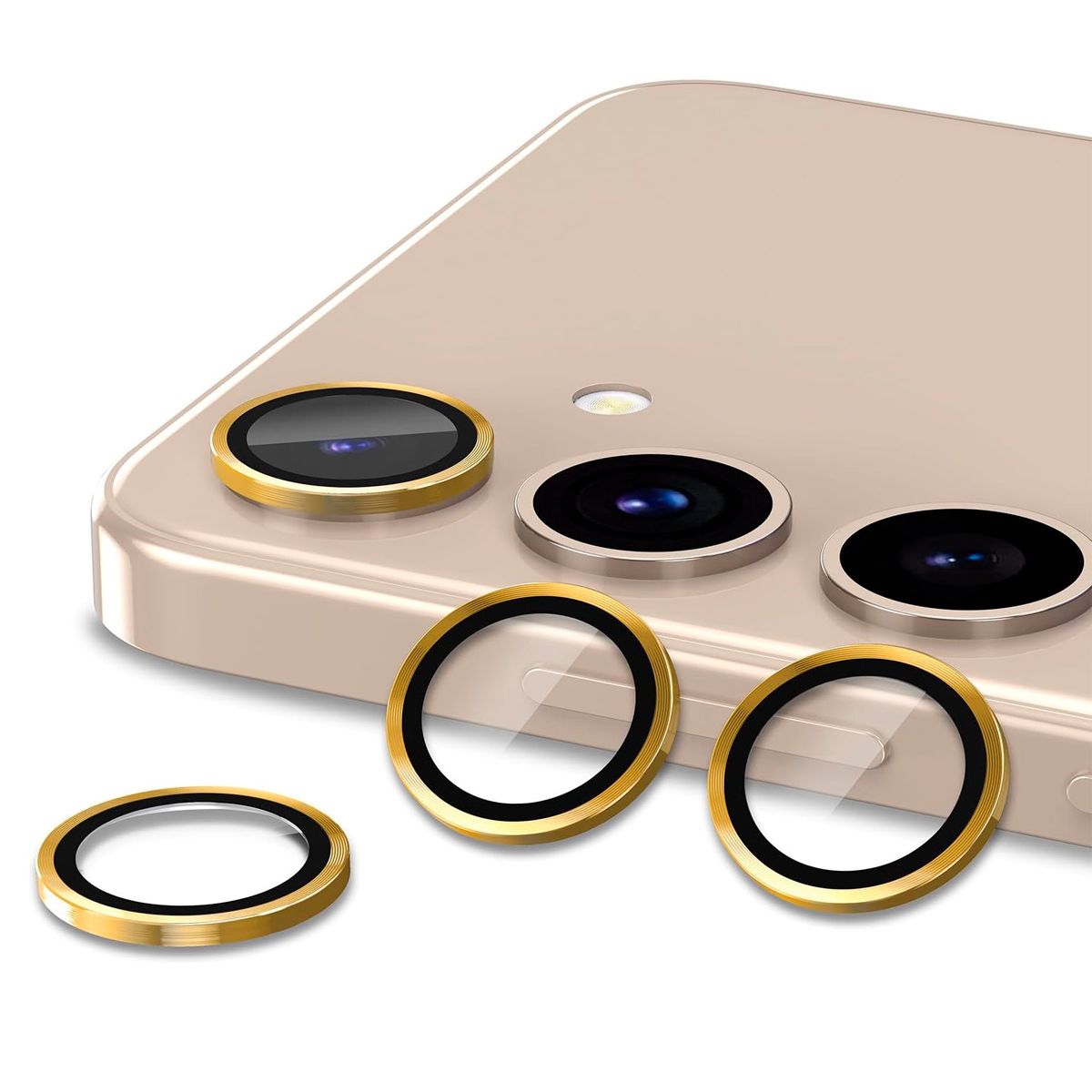 GENERICO - Protector de Lente Glass Individual Compatible con Galaxy S22 Dorado