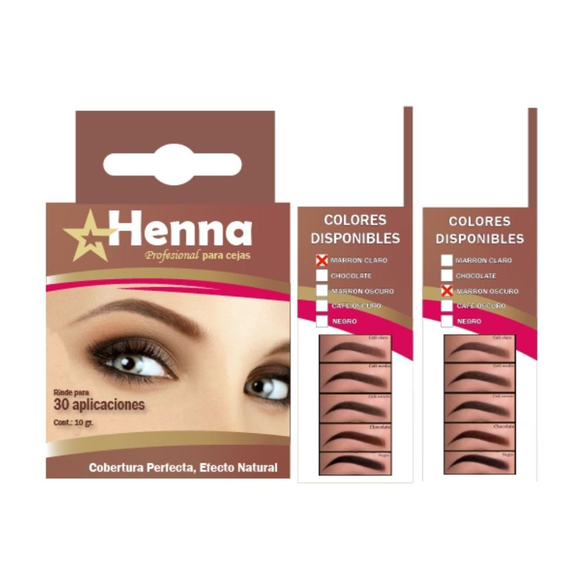 GENERICO - KIT DE 2 CEJAS MARRON CLARO + CEJAS MARRÓN OSCURO  - HENNA