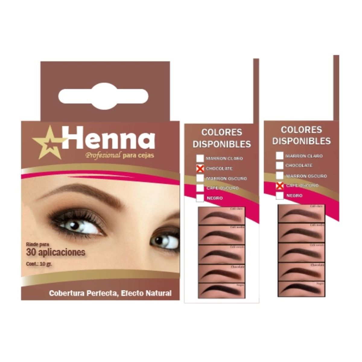 GENERICO - KIT DE 2 CEJAS CHOCOLATE + CEJAS CAFÉ OSCURO - HENNA