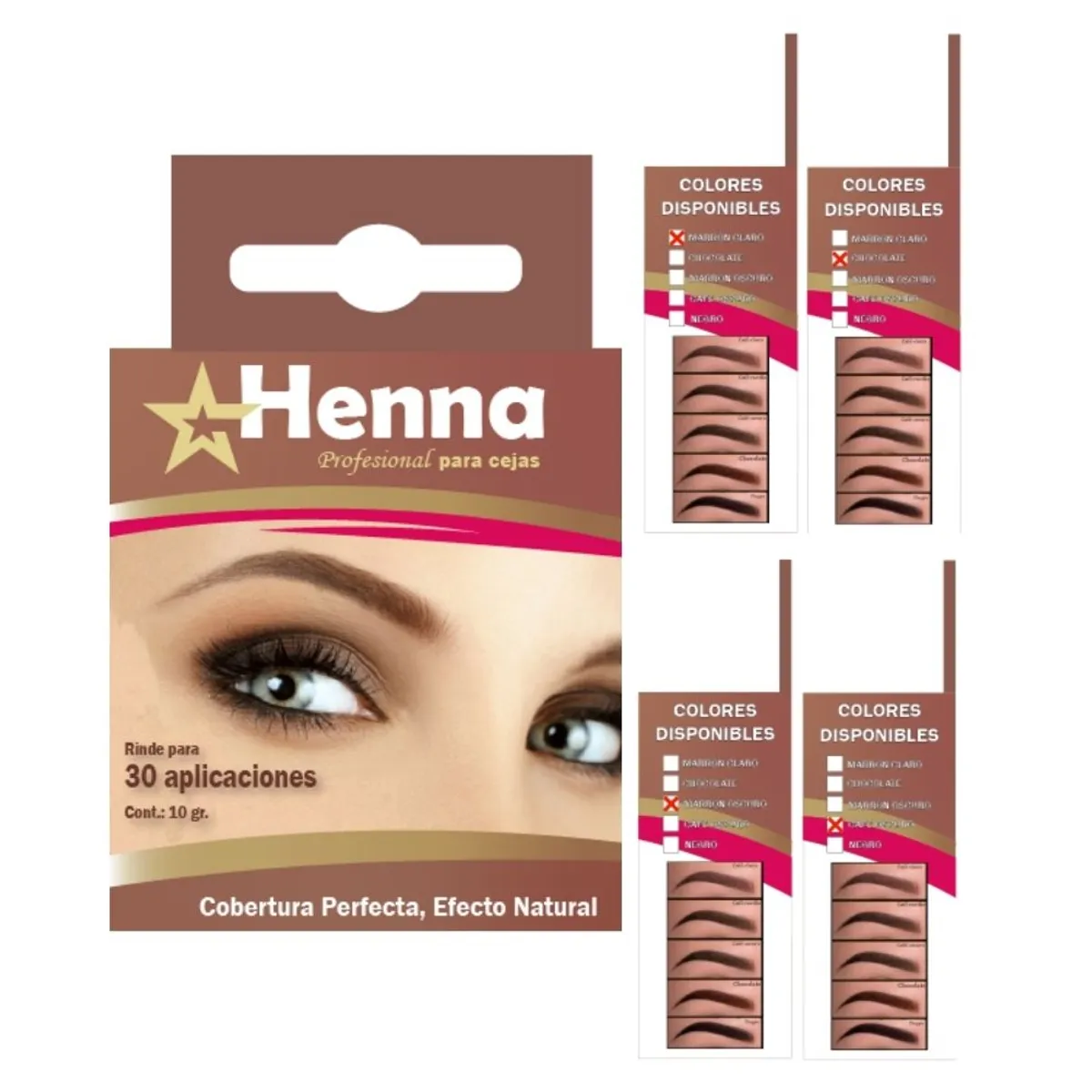 GENERICO - 4 TINTES  CEJAS CHOCOLATE - MARRÓN CLARO Y OSCURO CAFÉ OSCURO