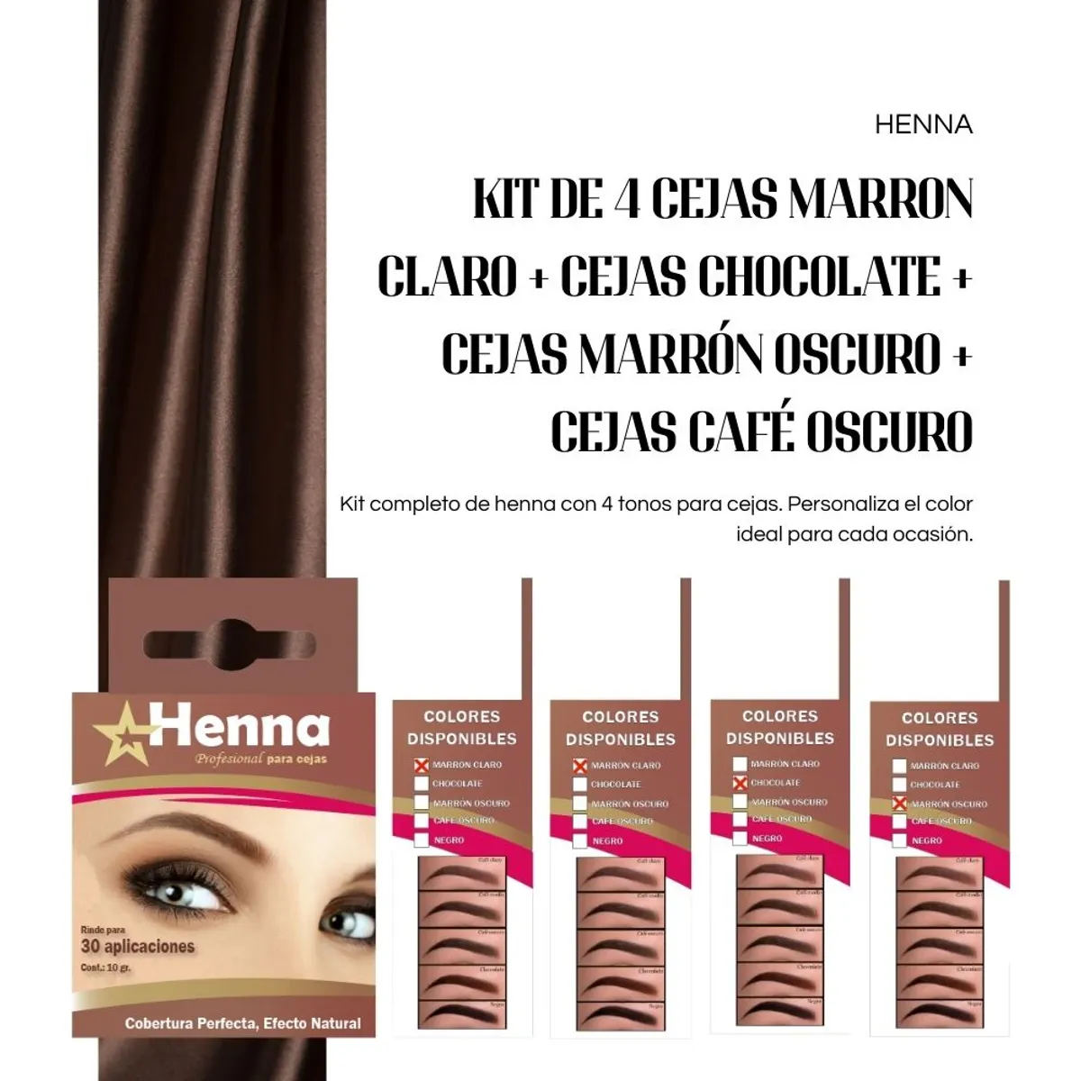 GENERICO - 4 TINTES  CEJAS CHOCOLATE - MARRÓN CLARO Y OSCURO CAFÉ OSCURO