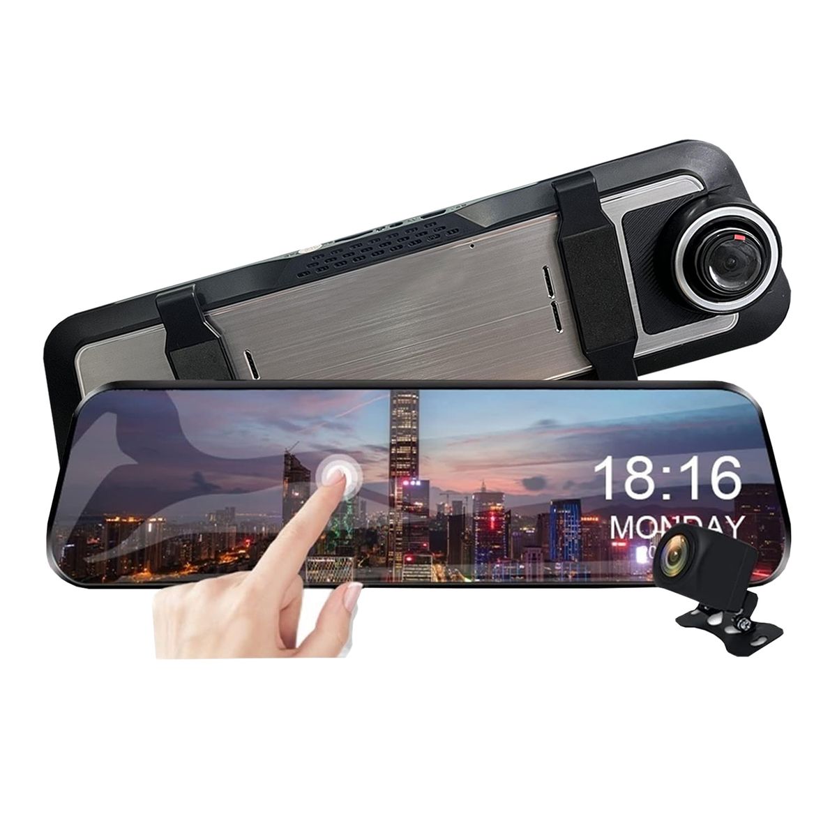 NEO DIGITAL - Cámara de tablero para carro Ultra HD doble lente 9.6 pulgadas L4060