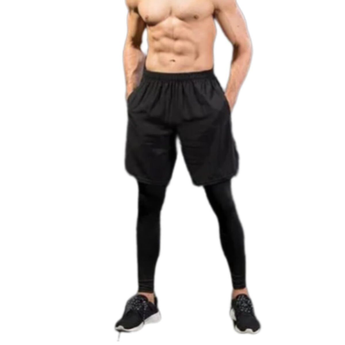 EPAUS - Short 2 en 1 Deportivo para Hombre con Licra Larga