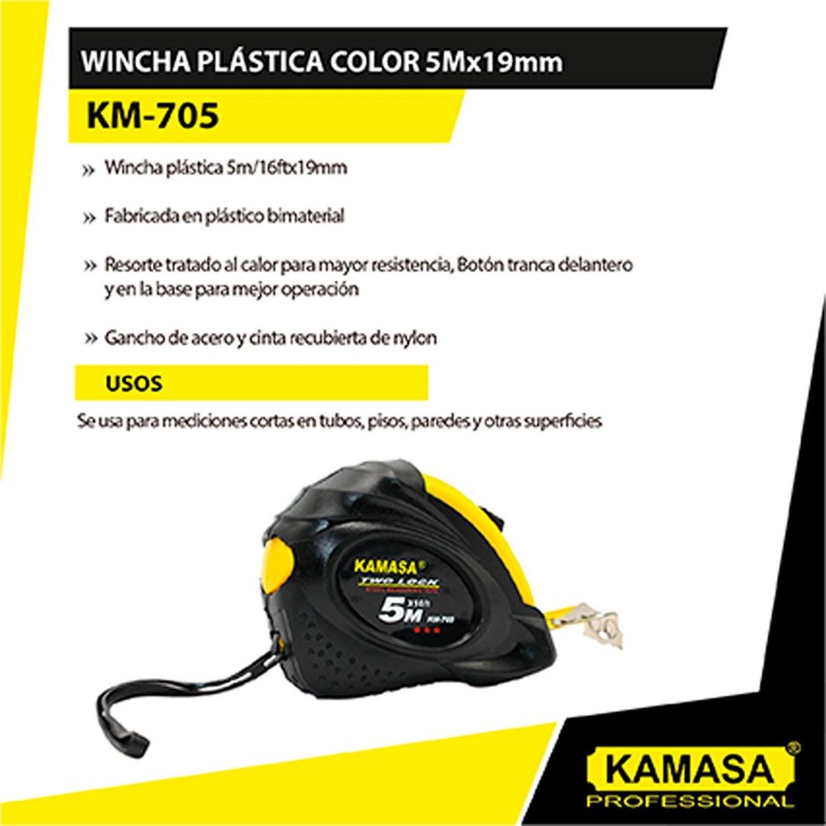 KAMASA - Wincha Pvc Kamasa 5Mx19Mm C/Iman 2 Trabas KM705