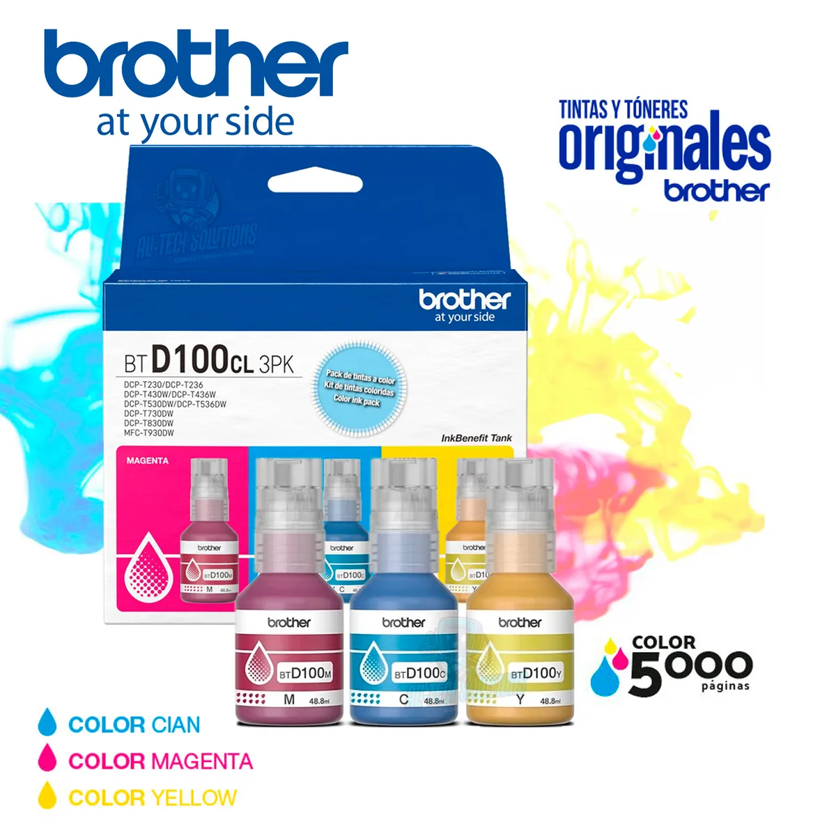 BROTHER - TRIPACK DE TINTAS BROTHER BTD100CL 3PK COLORES