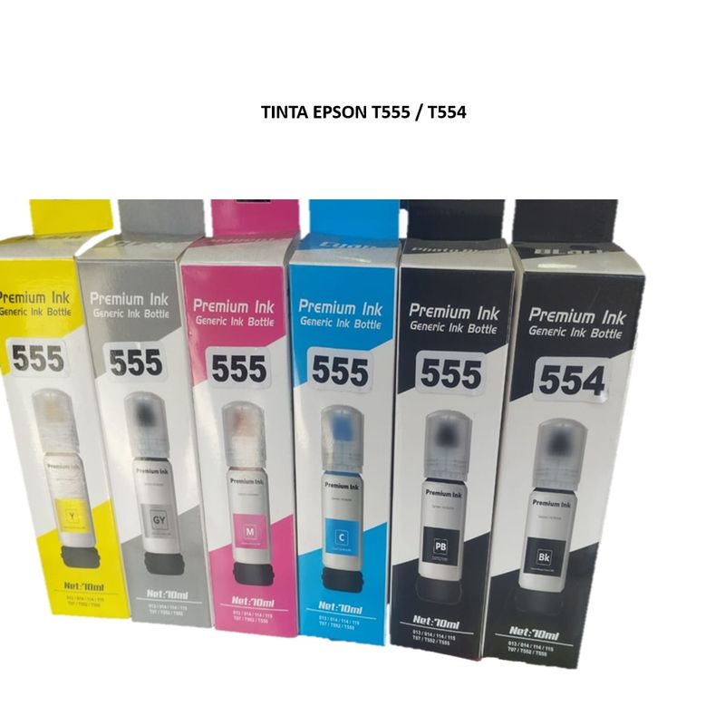 GENERICO - Pack Tinta Generico T555 y T554 los 6 Colores 70ML