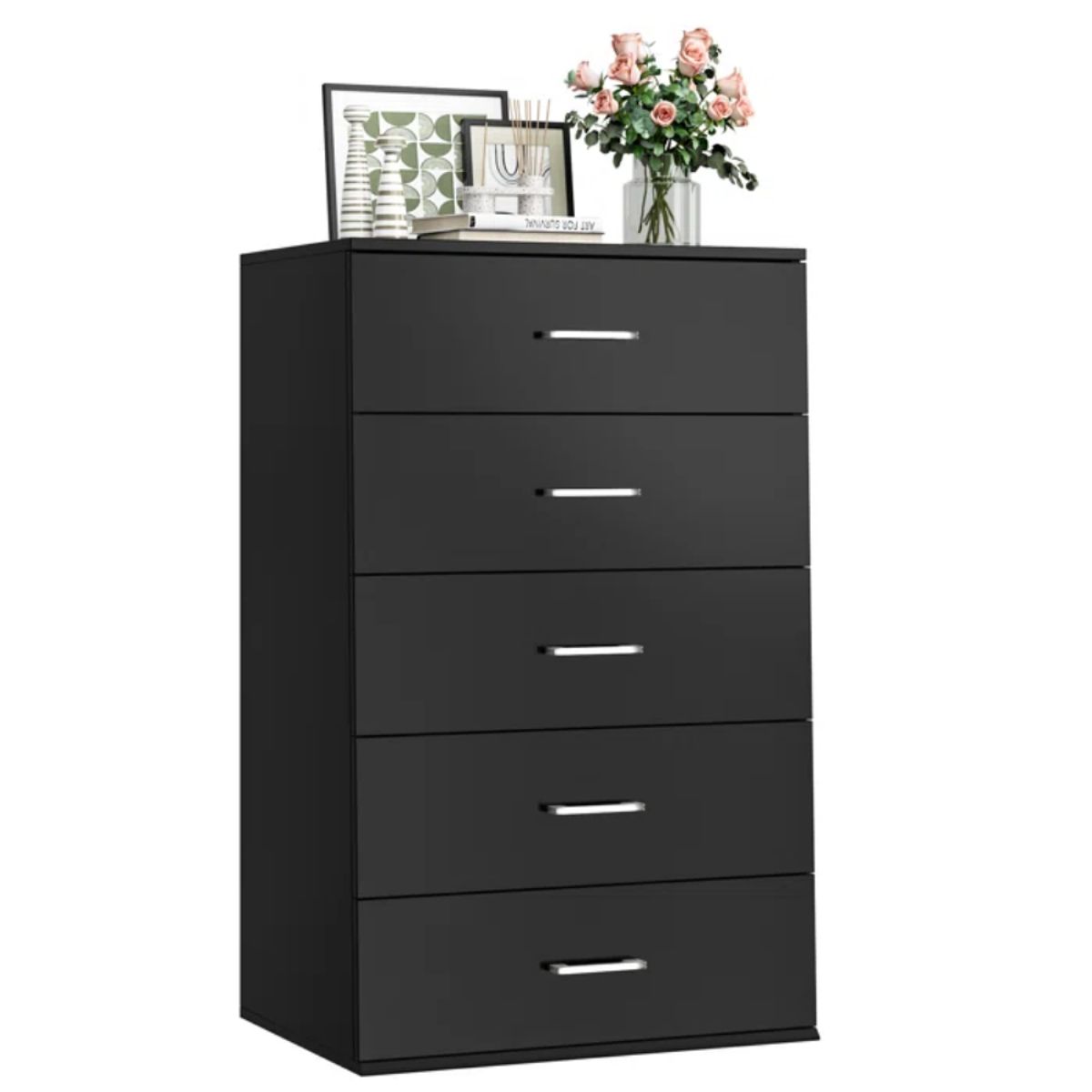 GENERICO - Comoda Cassia 5 cajones Negro Muebles Gaudi
