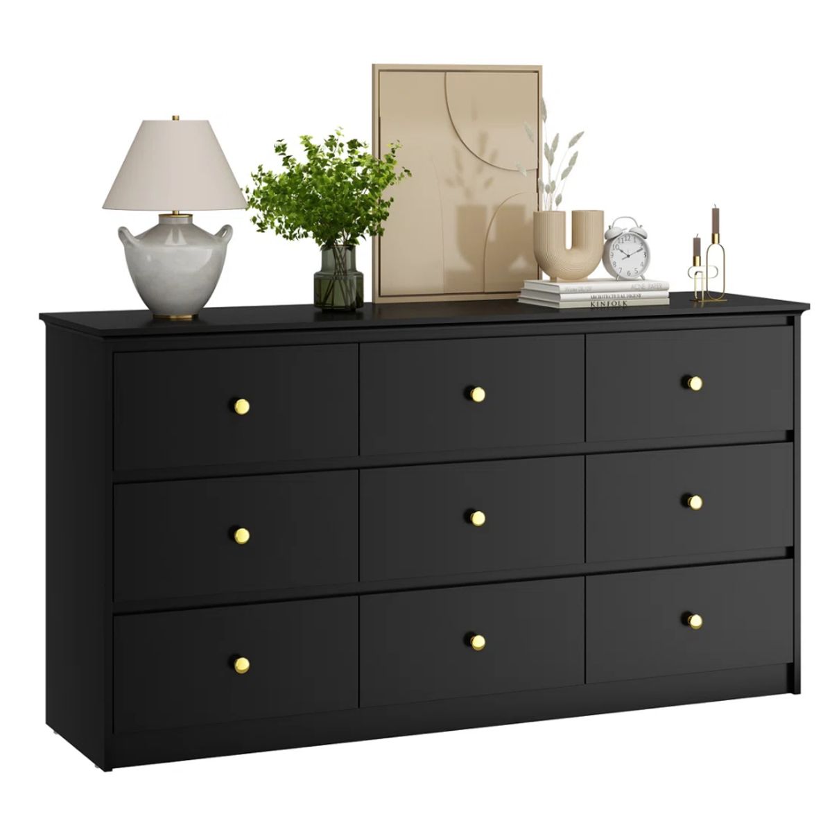 GENERICO - Comoda Premiun Cerelia 9 cajones Negro Muebles Gaudi