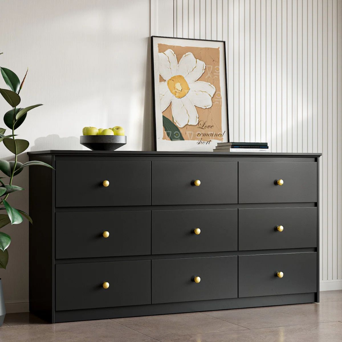 GENERICO - Comoda Premiun Cerelia 9 cajones Negro Muebles Gaudi
