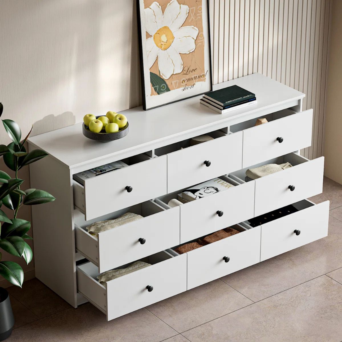 GENERICO - Comoda Premiun Cerelia 9 cajones Blanco Muebles Gaudi