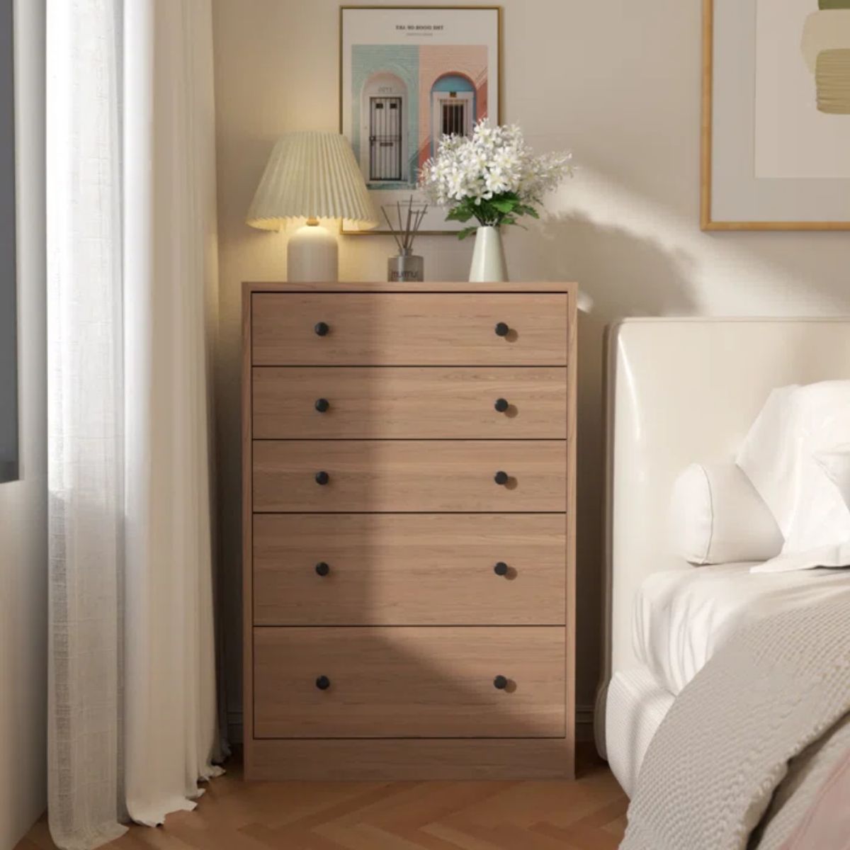 GENERICO - Comoda Armado Cherith 5 cajones Expresso Muebles Gaudi