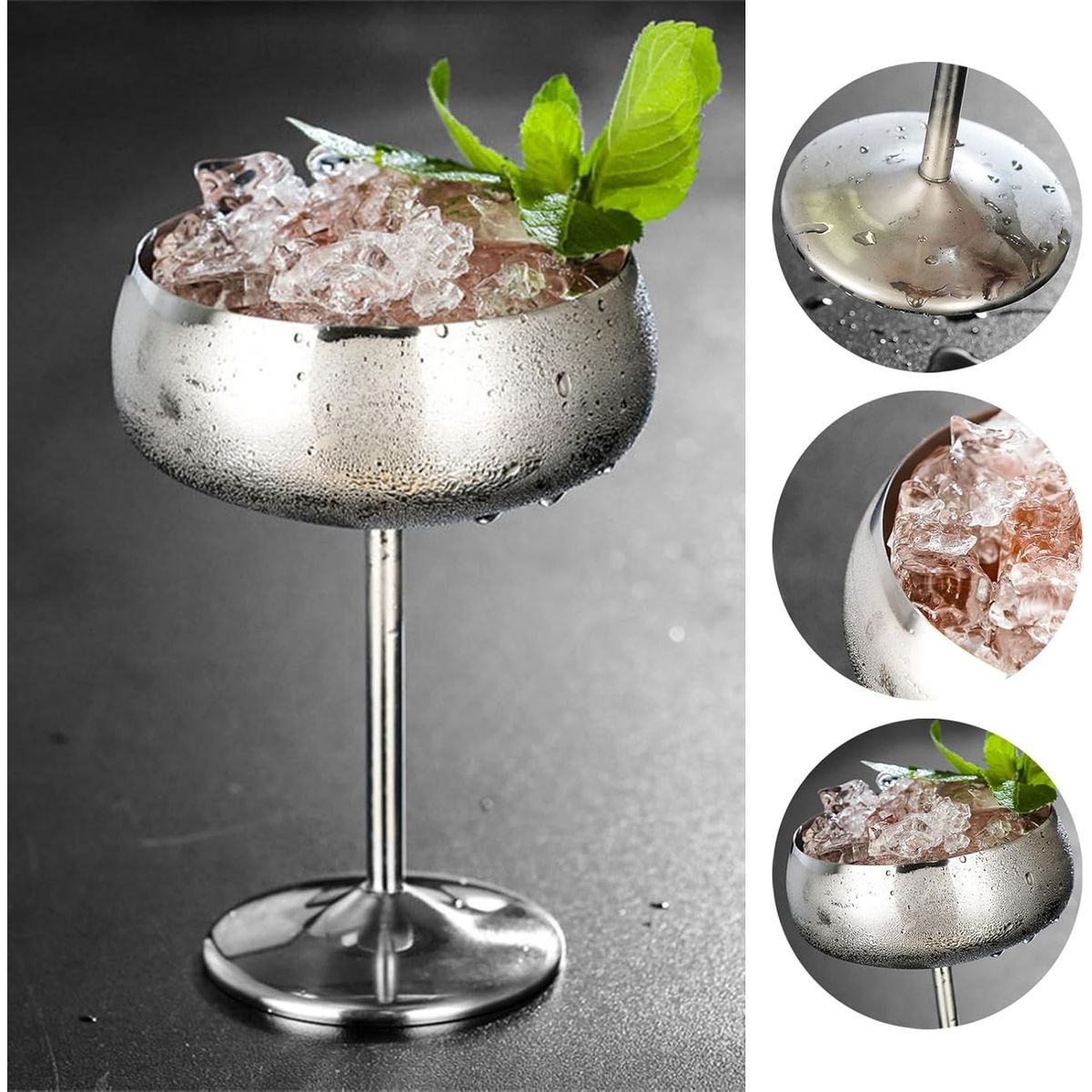 GENERICO - Copa de Champán  en  acero Inoxidable  450 ml