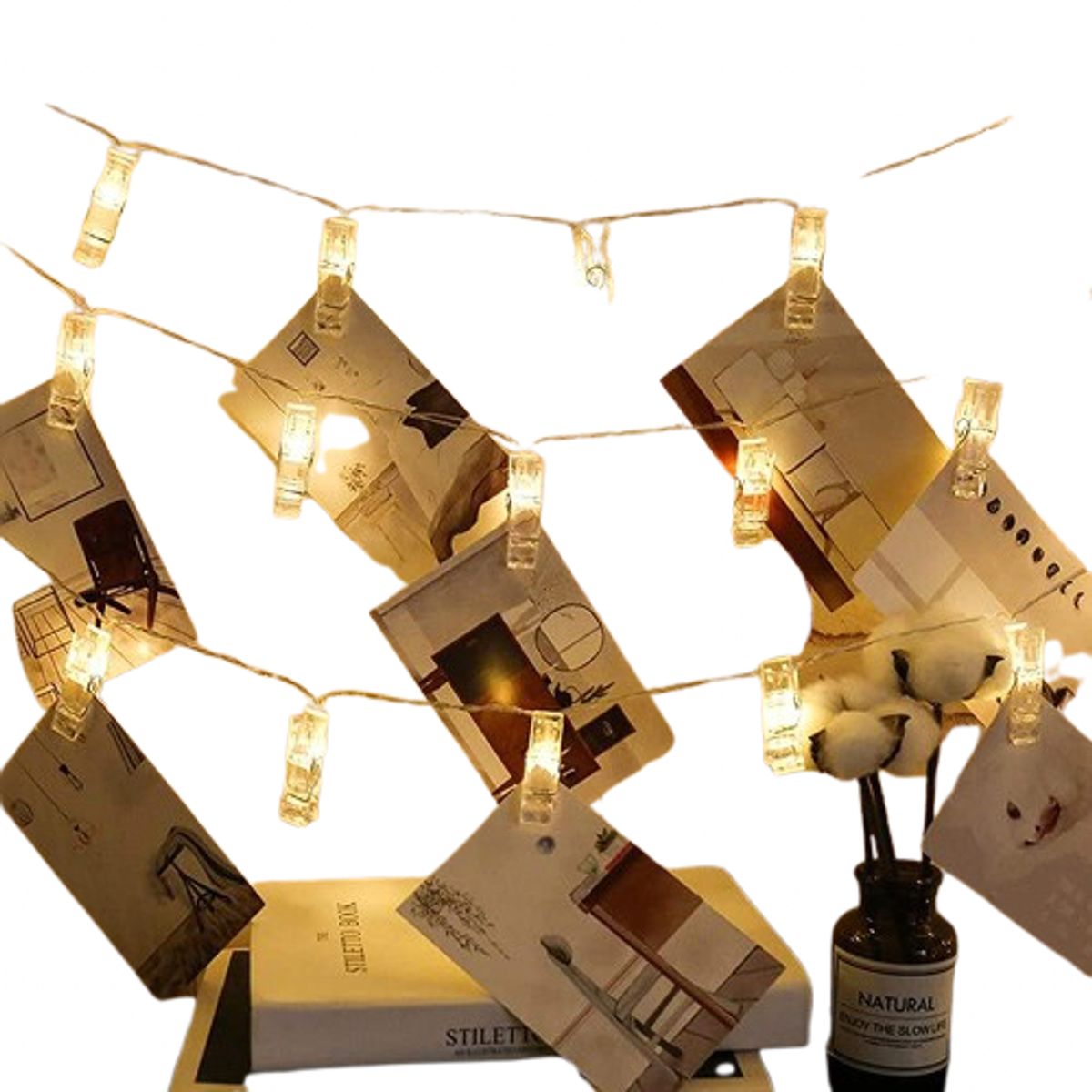 GENERICO - Gancho LED para Fotos – 3 Metros (con corriente eléctrica)