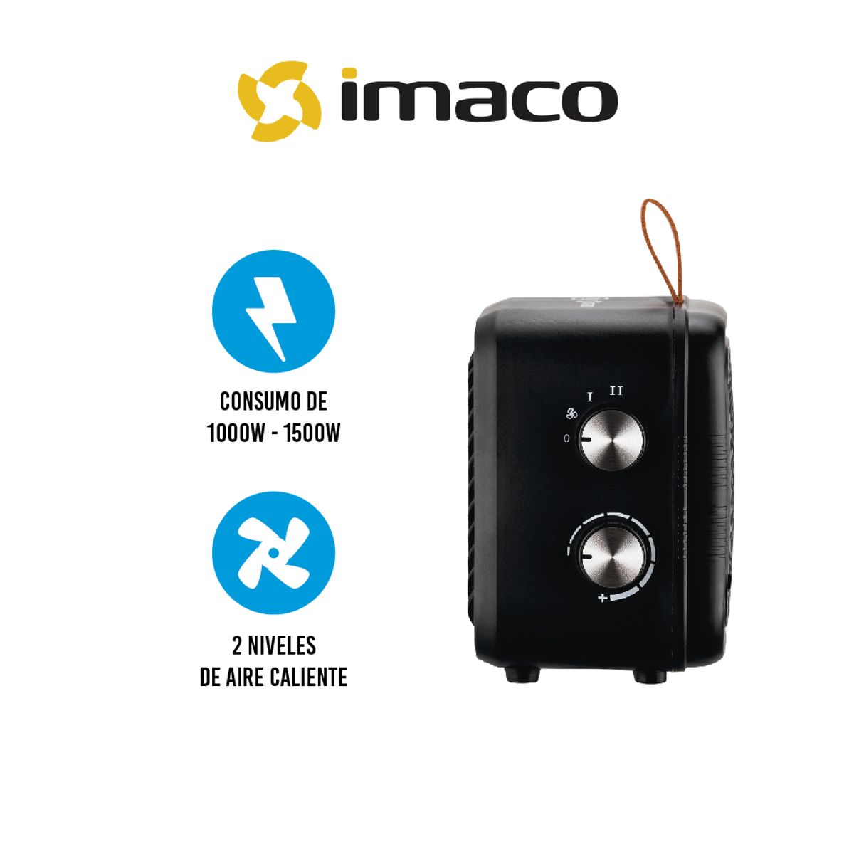 IMACO - TERMOVENTILADOR IMACO 1500W PORTÁTIL ITC1510 NEGRO