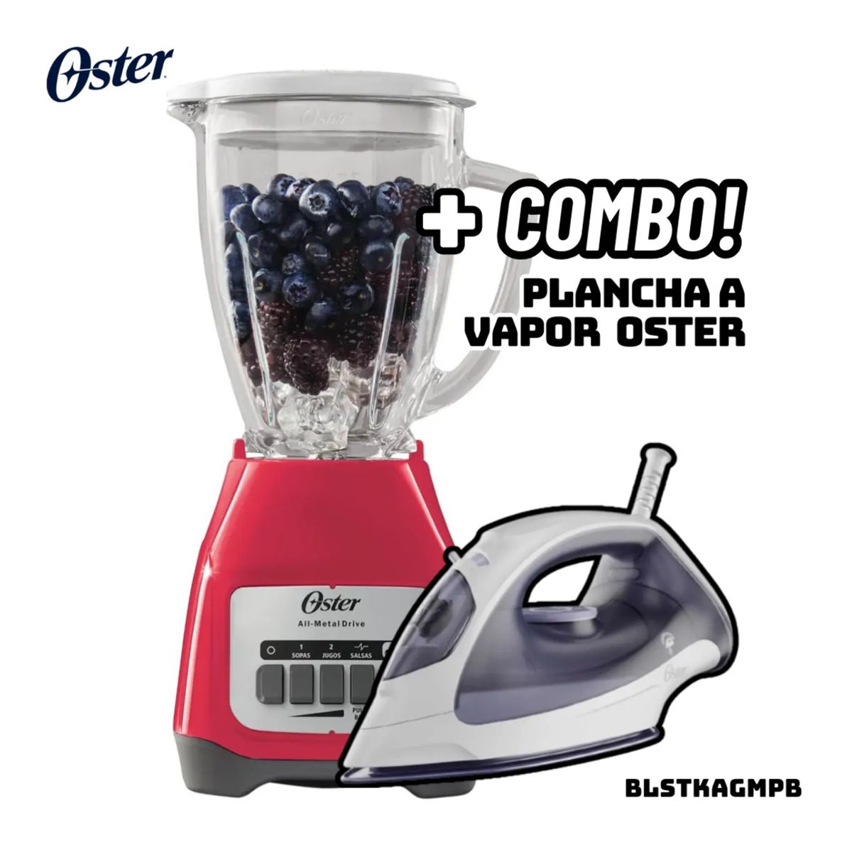 OSTER - LICUADORA OSTER 2 VELOCIDADES 550W SANDIA - BLSTKAGMPB + PLANCHA OSTER