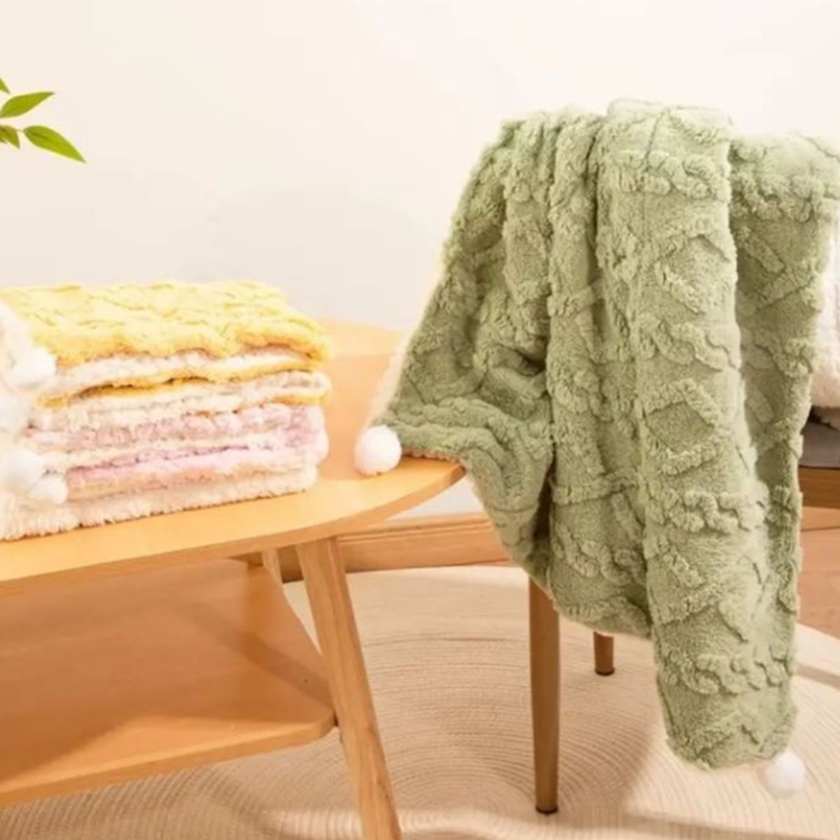 GENERICO - Manta Suave con Pompones para Gato o Perro Felpa Acolchada