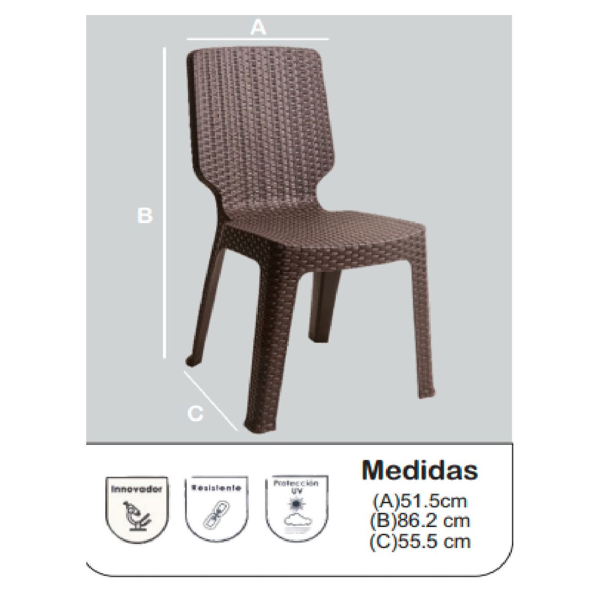 TU MESITA - Silla Multiusos estilo Ratán Málaga color Marrón TU MESITA