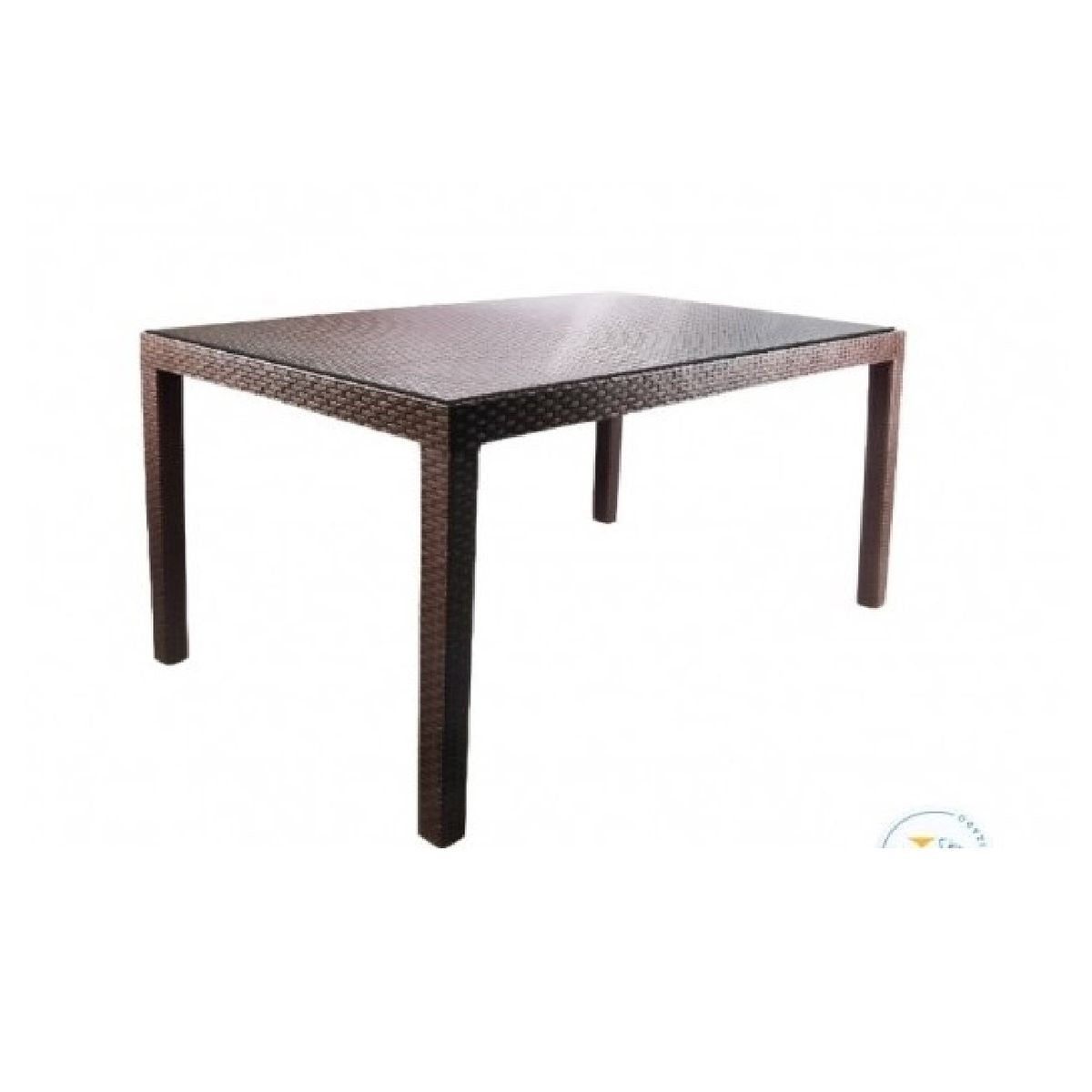 TU MESITA - Mesa Clásica estilo Ratán Amauta color Marrón Vidrio Templado TU MESITA