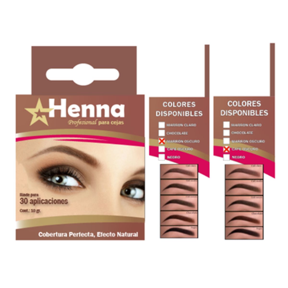GENERICO - KIT DE 2 CEJAS MARRÓN OSCURO + CEJAS CAFÉ OSCURO - HENNA