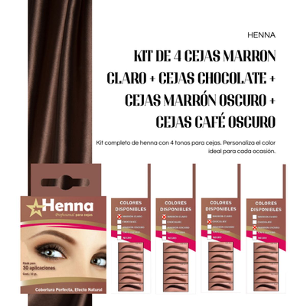 GENERICO - 4 TINTES  CEJAS CHOCOLATE - MARRÓN CLARO Y OSCURO CAFÉ OSCURO