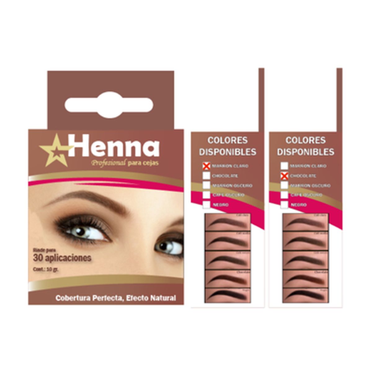 GENERICO - KIT DE 2 CEJAS MARRON CLARO + CEJAS CHOCOLATE - HENNA