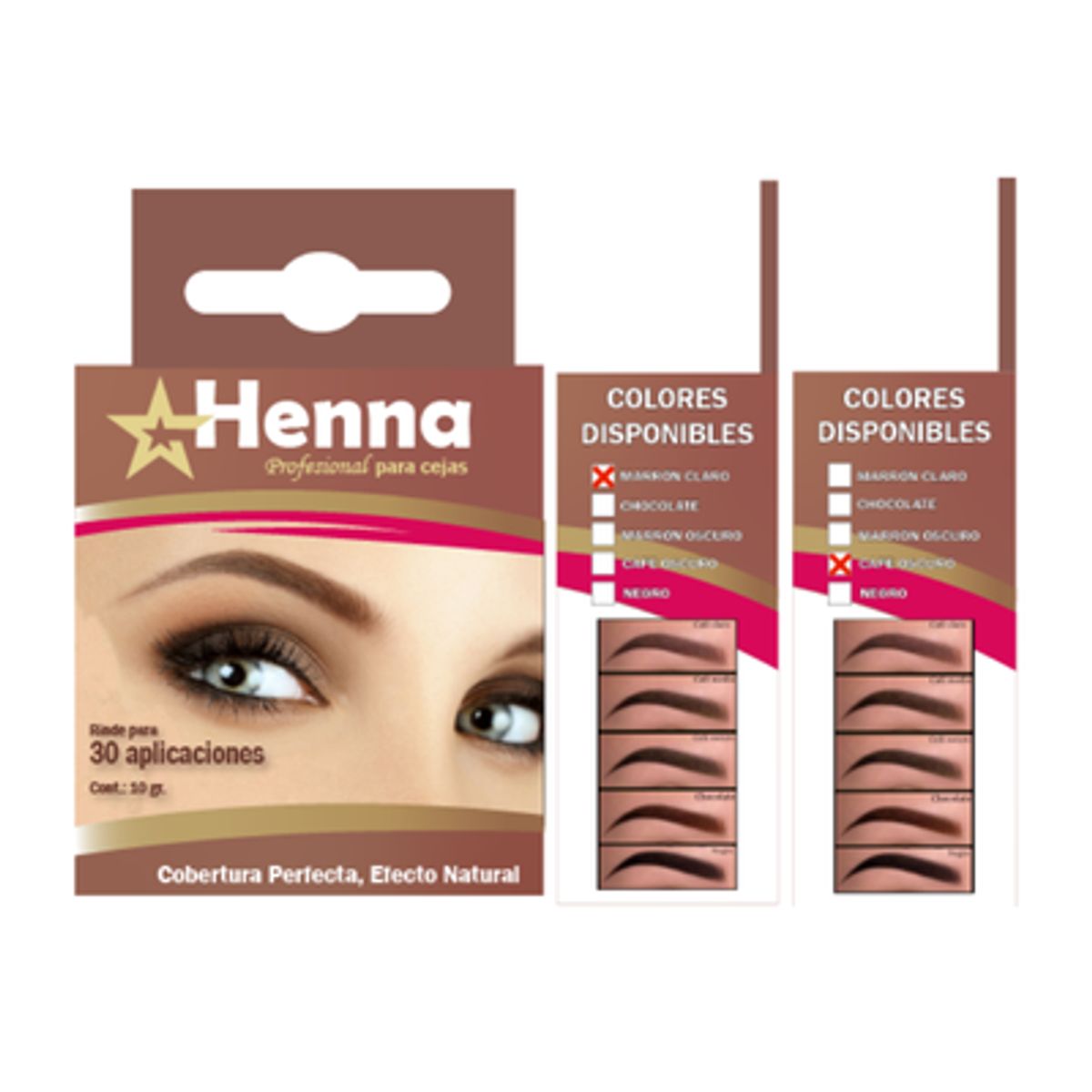 GENERICO - KIT DE 2 CEJAS MARRON CLARO + CEJAS CAFÉ OSCURO  - HENNA