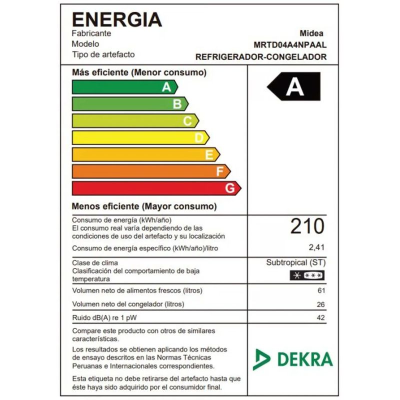 MIDEA - Midea Frigobar 2 Puertas Silver 87L. MRTD04A4NPAAL