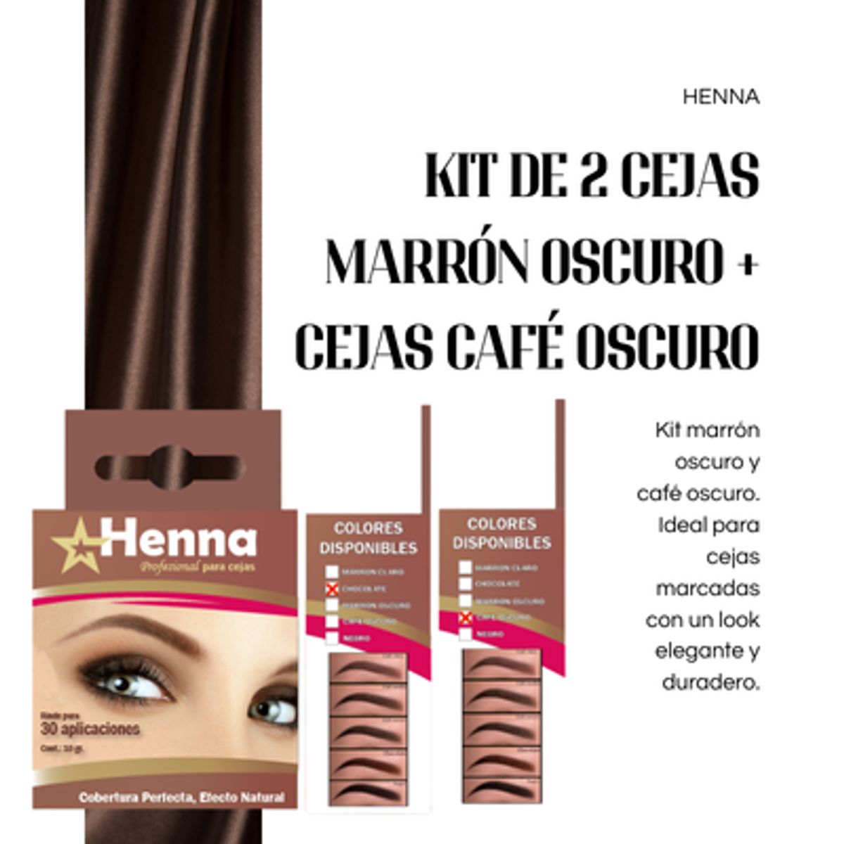 GENERICO - KIT DE 2 CEJAS MARRÓN OSCURO + CEJAS CAFÉ OSCURO - HENNA