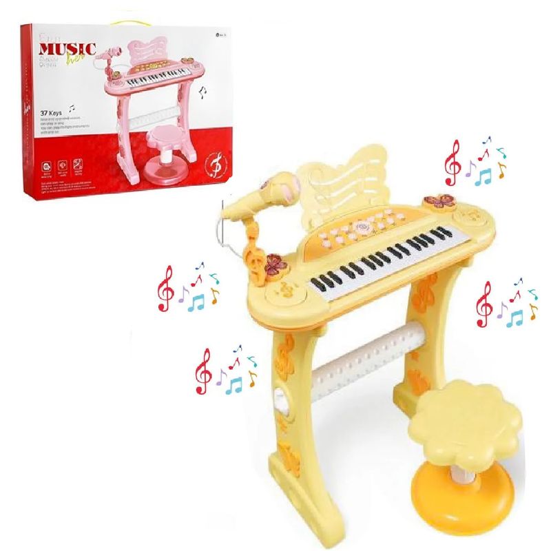 GENERICO - Nuevo Juguete Piano Musical con Microfono -Amarillo