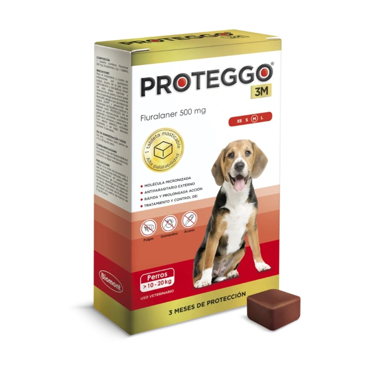PROTEGGO - Proteggo 3M de 10 a 20 Kg X1 Tableta Antipulgas Para Perro