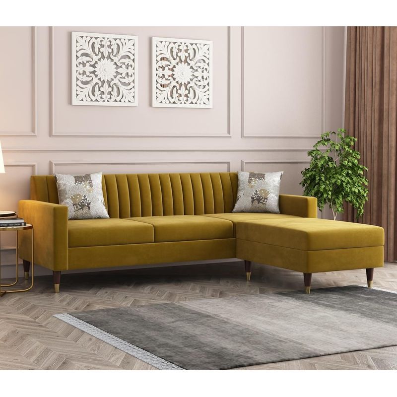 ARTSOFA - Sofá seccional Mumbai Mostaza + obsequio