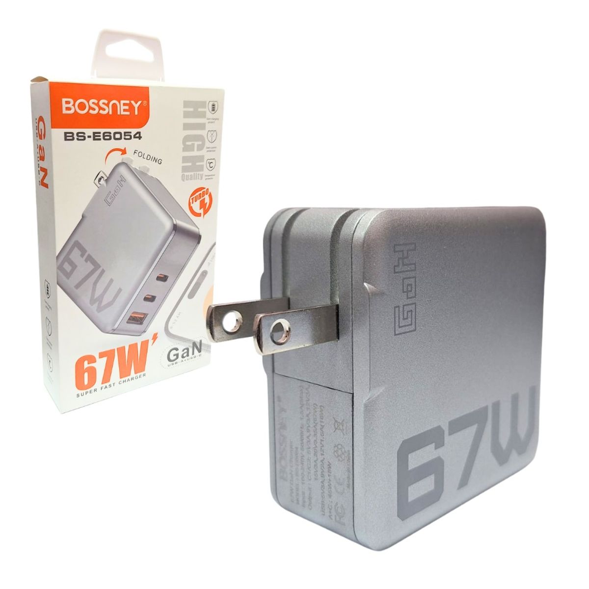 GENERICO - Cubo Cargador Bossney  de 67W con 2 Salidas USB Tipo C