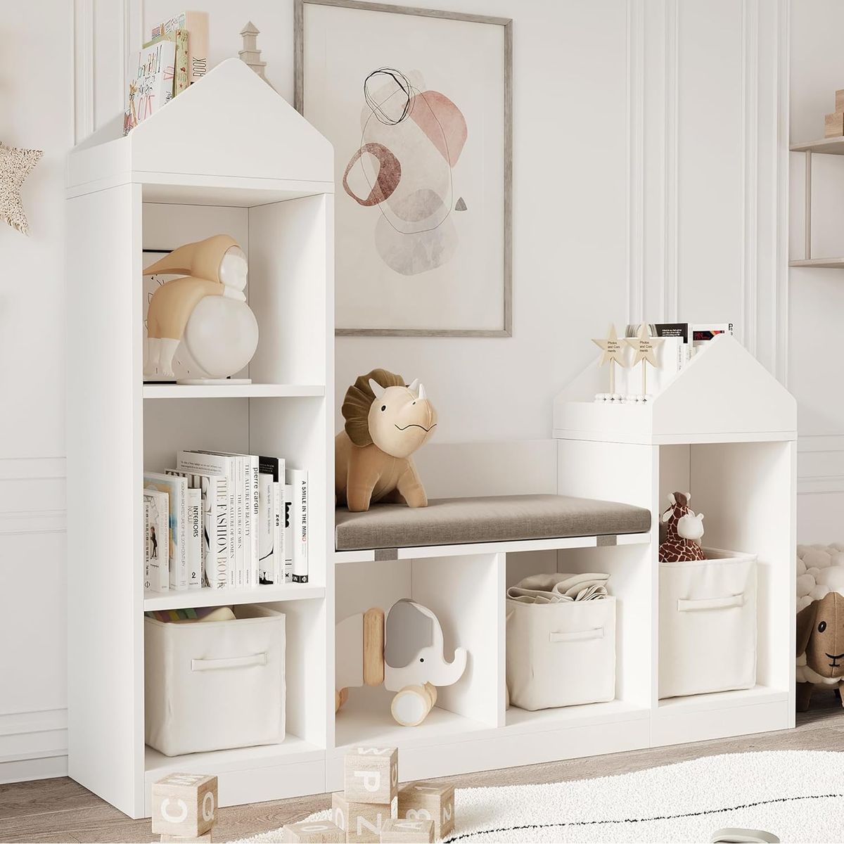 GENERICO - Estante Multiusos con Asiento Infantil Nohemy - Vaquita Home