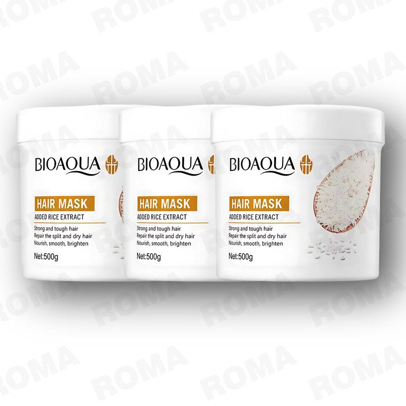 BIOAQUA - PACK 3 MASCARILLA CAPILAR DE ARROZ BIOAQUA  1500ML