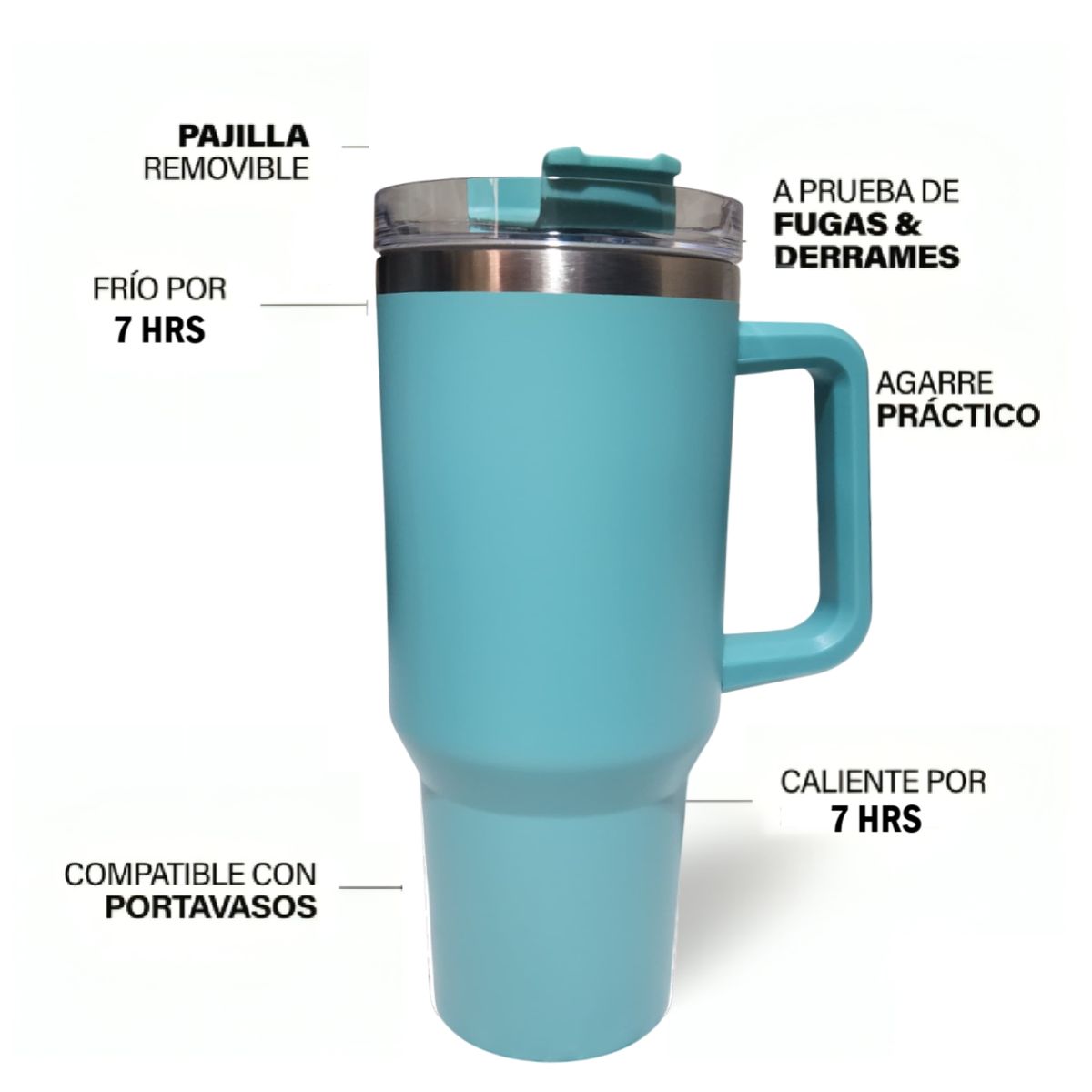GENERICO - Vaso Tumbler Térmico de Acero Inoxidable con Sorbete - 1183 ml