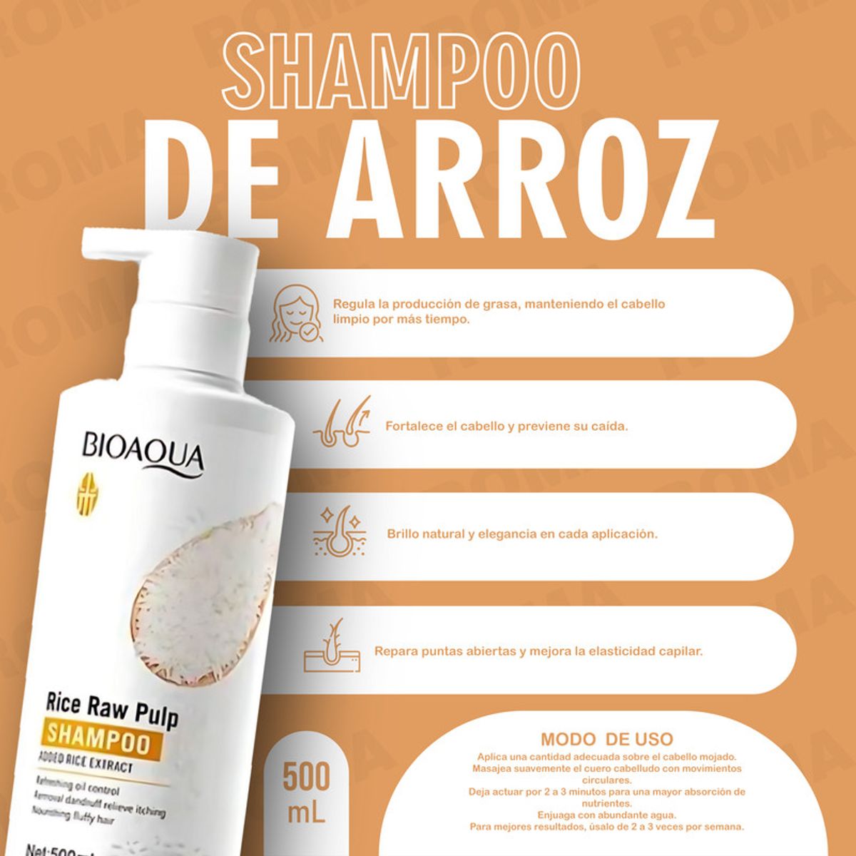 BIOAQUA - SHAMPOO DE ARROZ BIOAQUA 500ML