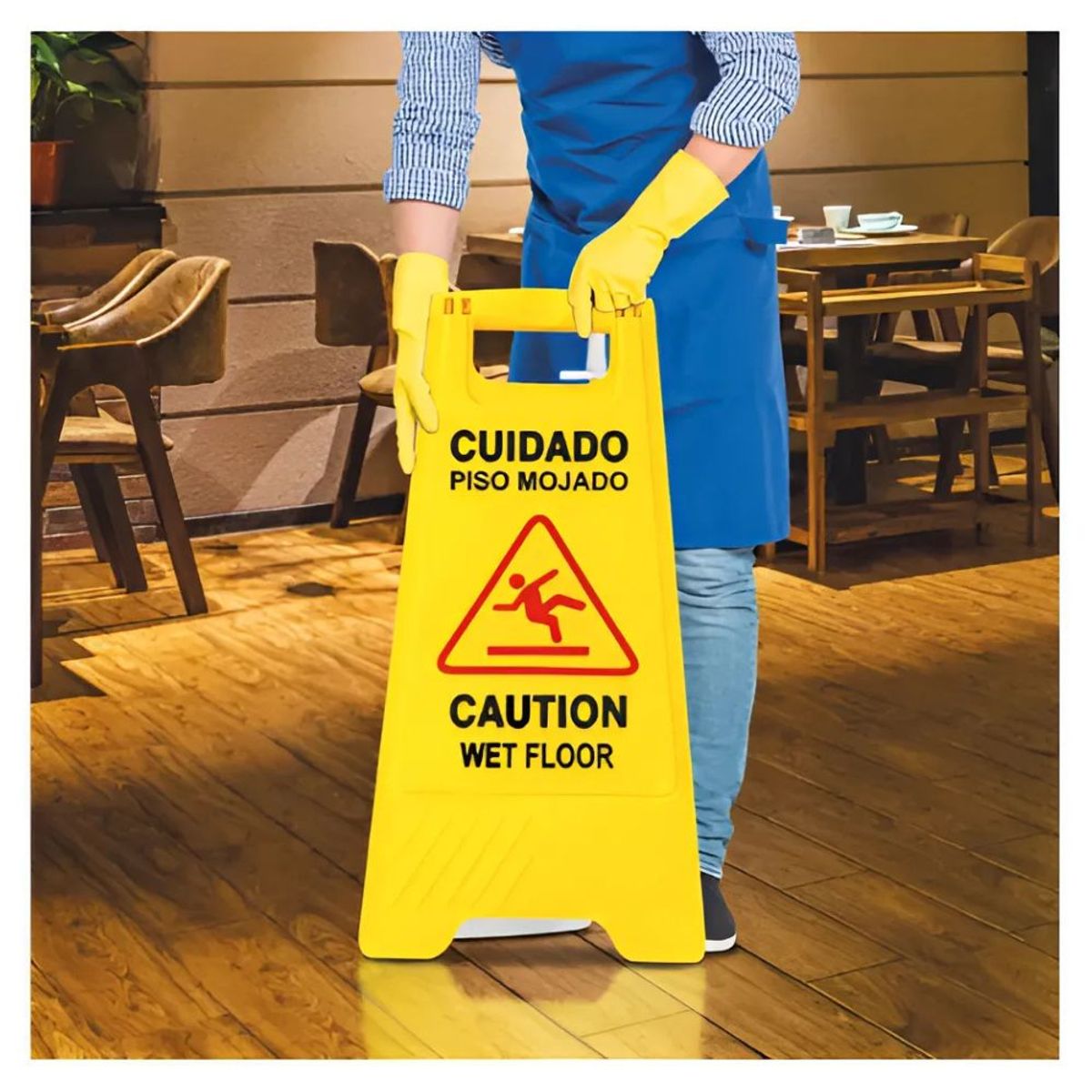 GENERICO - Cartel Señal de Piso Mojado para Precaución Plegable