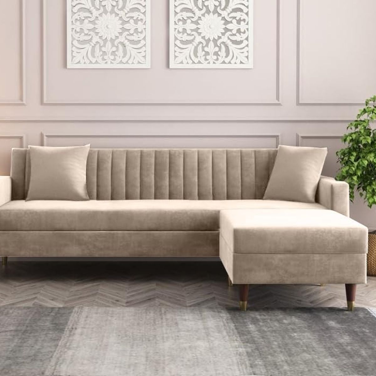 ARTSOFA - Sofá seccional Mumbai beige + obsequio