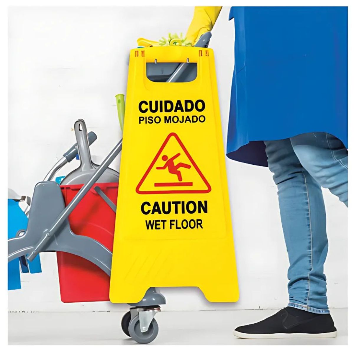 GENERICO - Kit x10Un Cartel Señal de Piso Mojado para Precaución Plegable