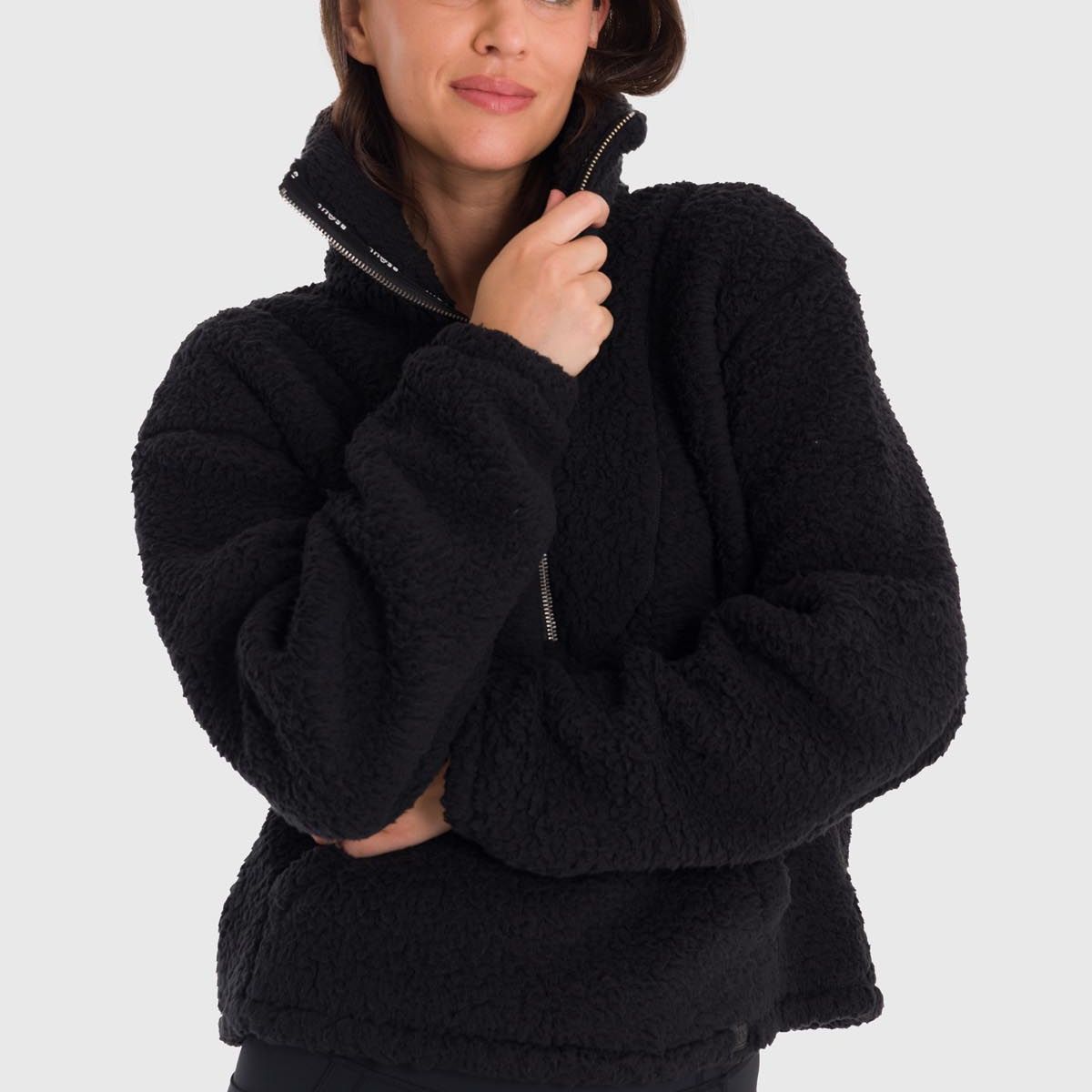 BSOUL - Polar Mujer Bsoul Mid Zip Sherpa Negro BSOUL