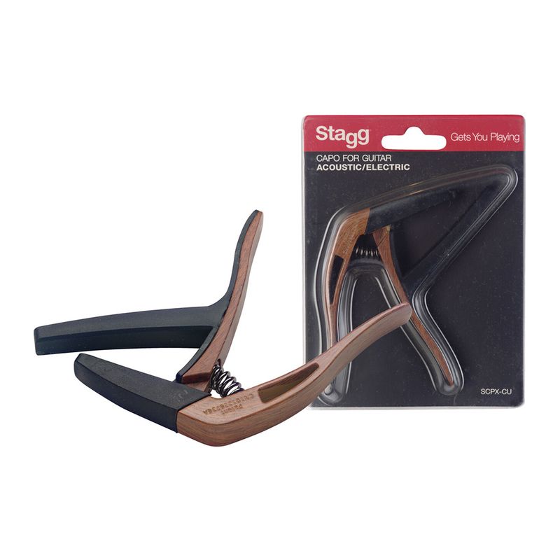 STAGG - SCPX-CU DKWOOD Capotraste Curvo para Guitarra Acústica