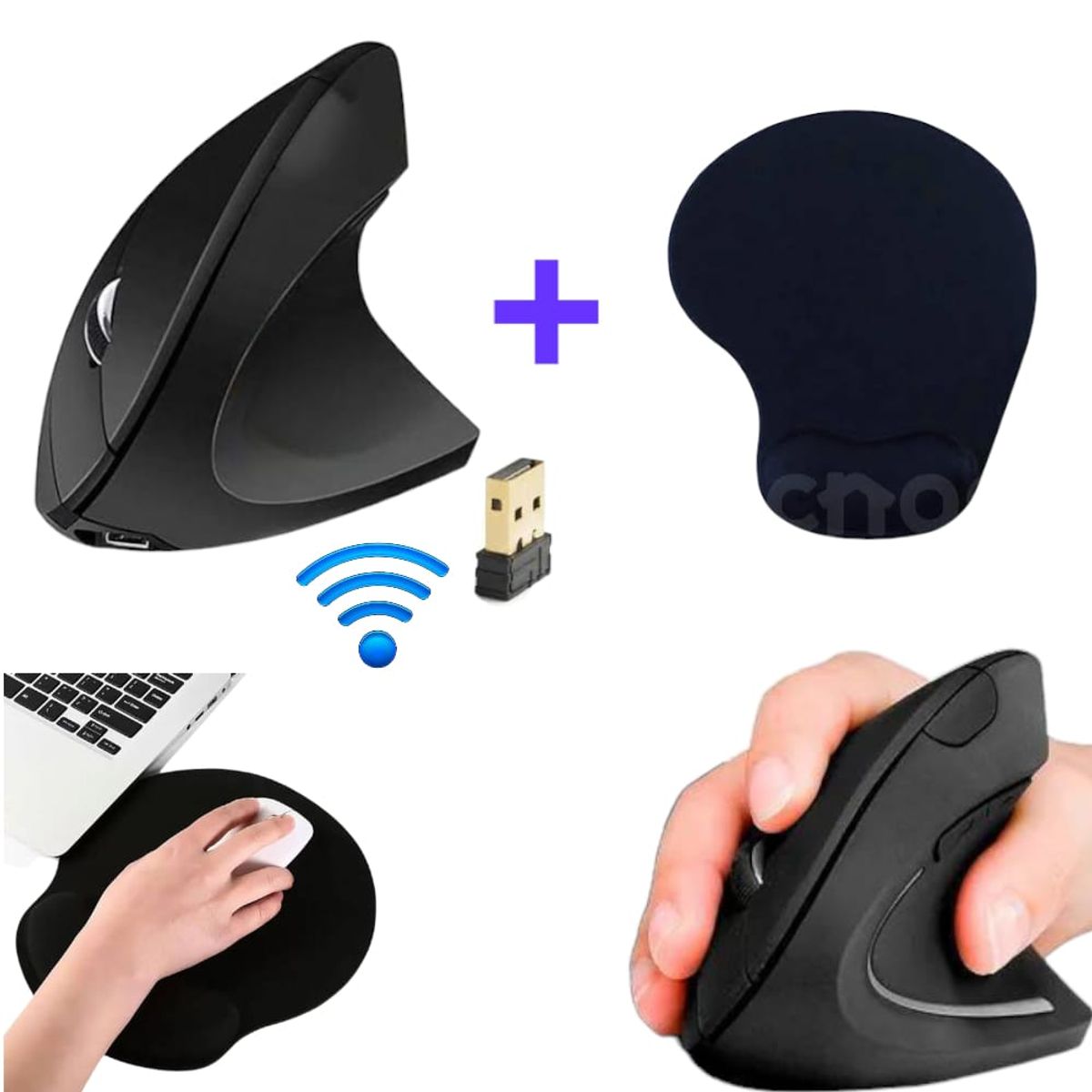 OEM - Kit de Ergonomía Mouse Vertical Wireless y Pad Ergonómico Incluido