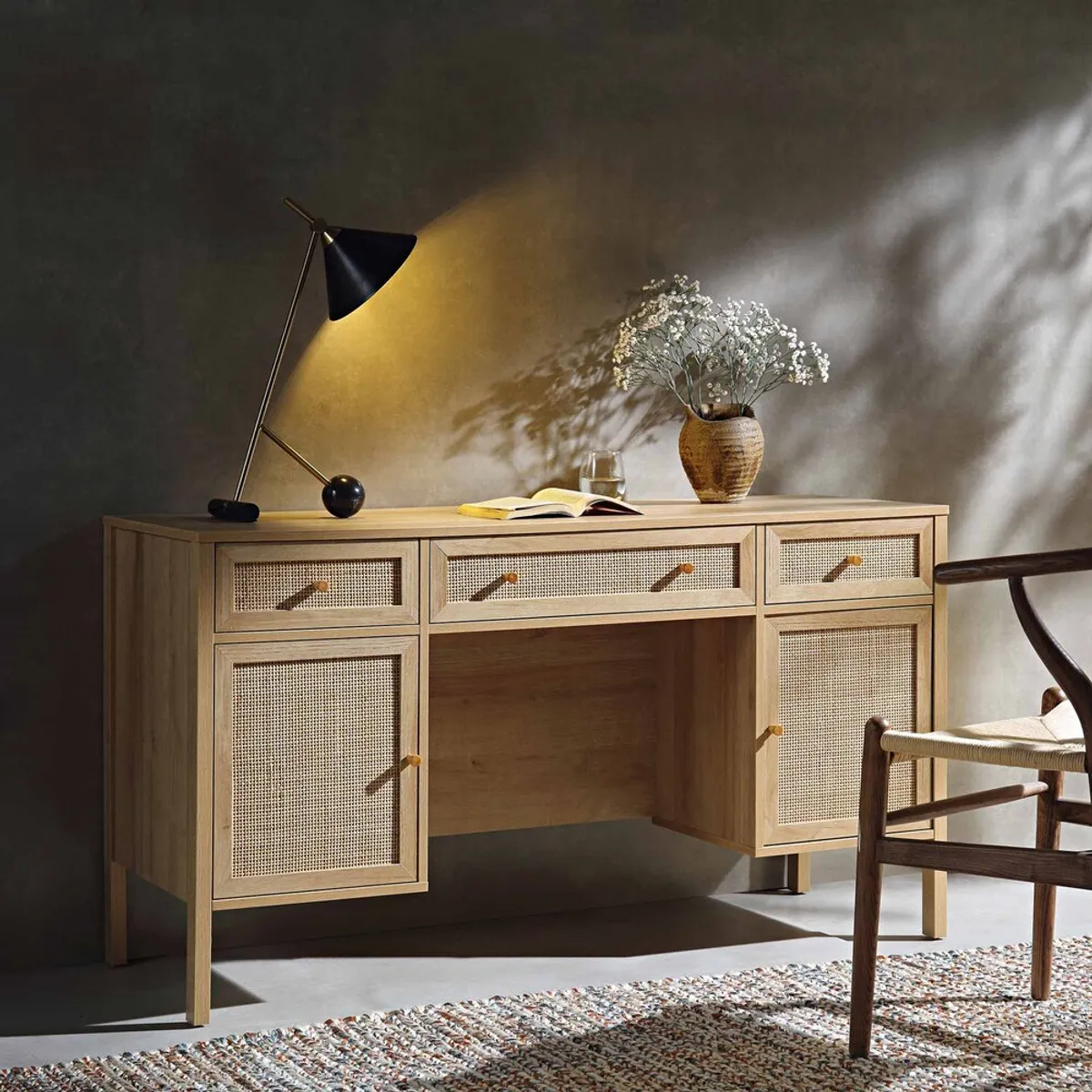 R&R MUEBLES - Escritorio Vintage Yuina Marrón R&R MUEBLES