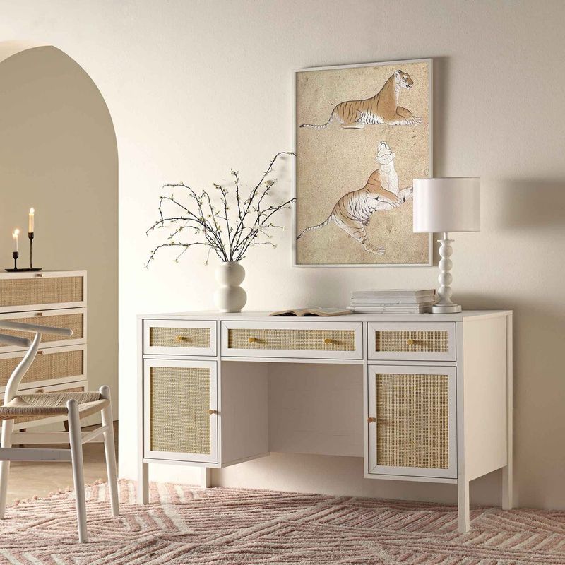 R&R MUEBLES - Escritorio Vintage Yuina Blanco R&R MUEBLES