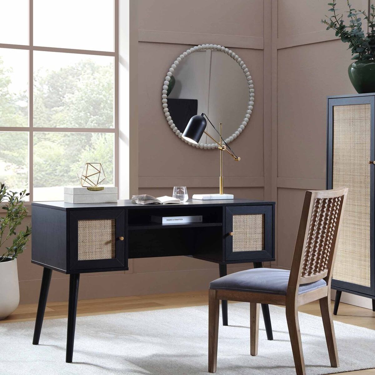 R&R MUEBLES - Escritorio Vintage Niisato Negro R&R MUEBLES