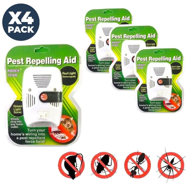 OEM - 4 Repelentes Electrónicos Anti Ratas Cucarachas y Roedores