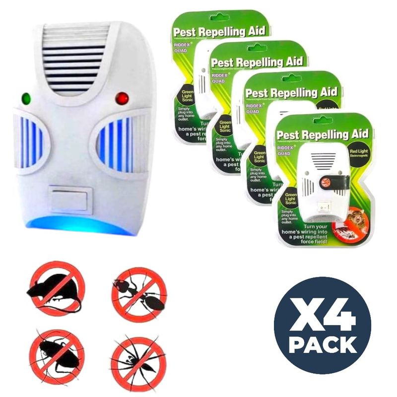 OEM - Repelente Ultrasónico x4 Ratas Roedores Cucarachas Inalámbrico