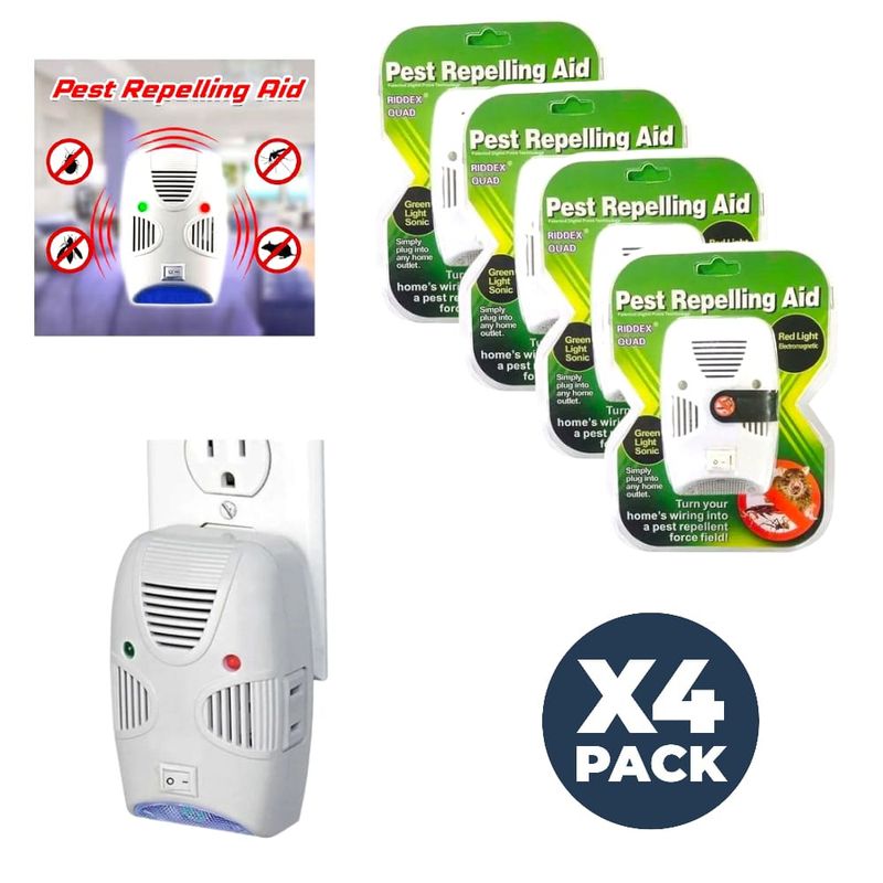 OEM - Pack 4 Repelente Electrónico Insectos Roedores Seguro Hogar