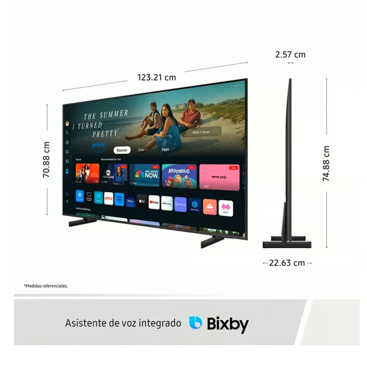 SAMSUNG - Televisor 55 Crystal Uhd Du8000 4k Tizen Os Smart Tv 2024 control de voz recarga solar bluetooth