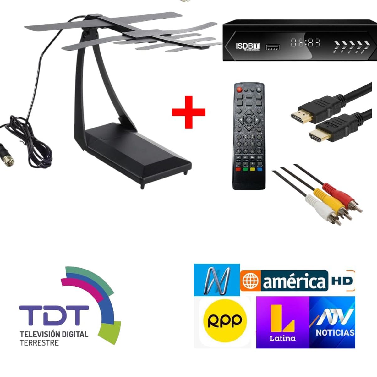 OEM - Pack Receptor ISDB-T y Antena HT TV Digital para Señal Abierta en HD